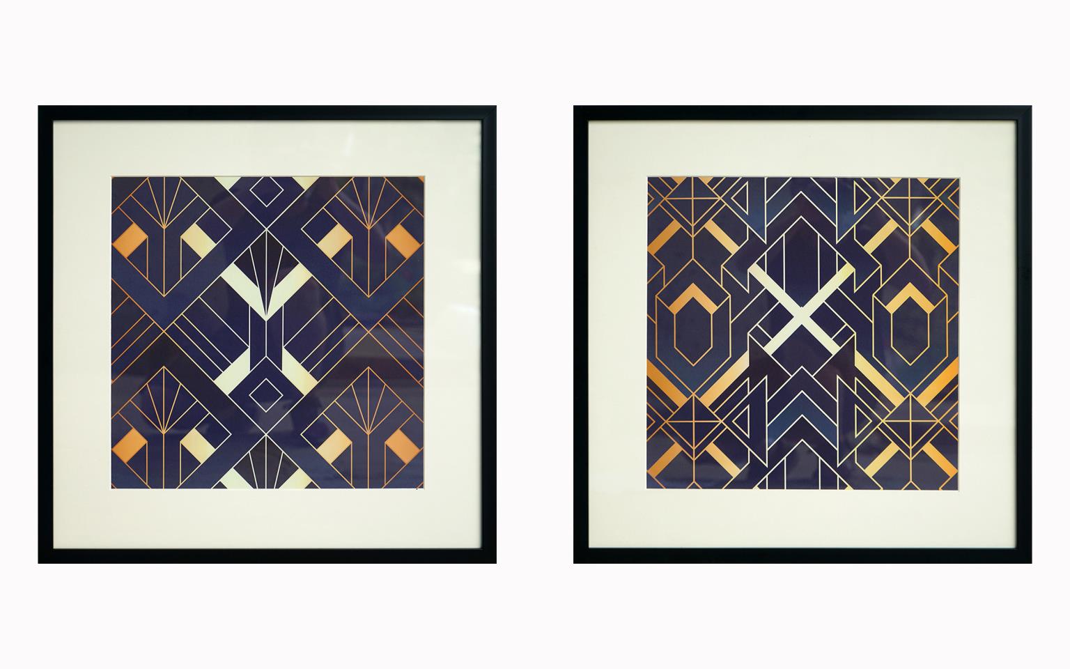 Hand Painted Textured Canvas In Frame (Set) Curated Canvas