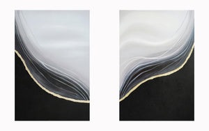 Hand Painted Textured Canvas W/ Foil In Frame (Set) Curated Canvas
