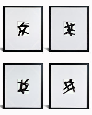 Hand Painted Textured Canvas In Frame (4 Pc Set) Curated Canvas