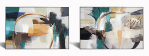Hand Painted Textured Canvas In Frame (Set) Curated Canvas