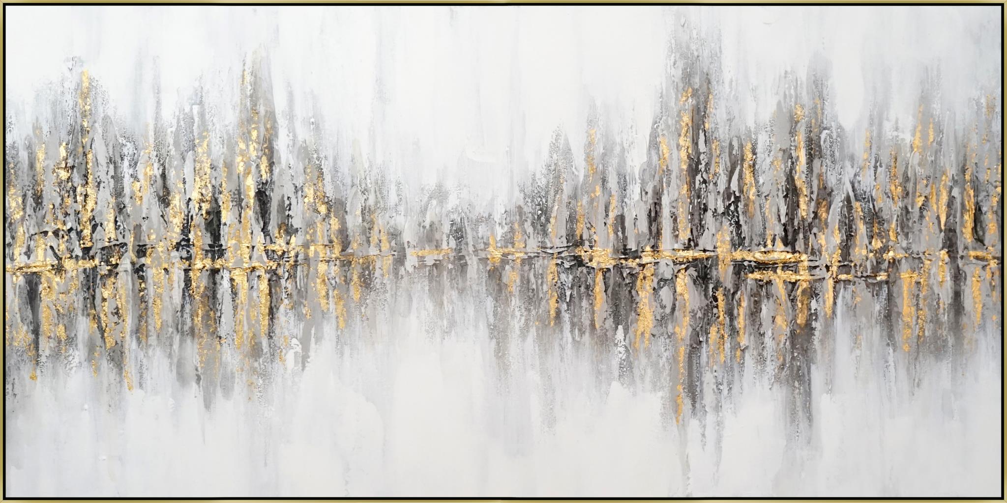 Hand Painted Textured Canvas W/ Foil In Frame Curated Canvas