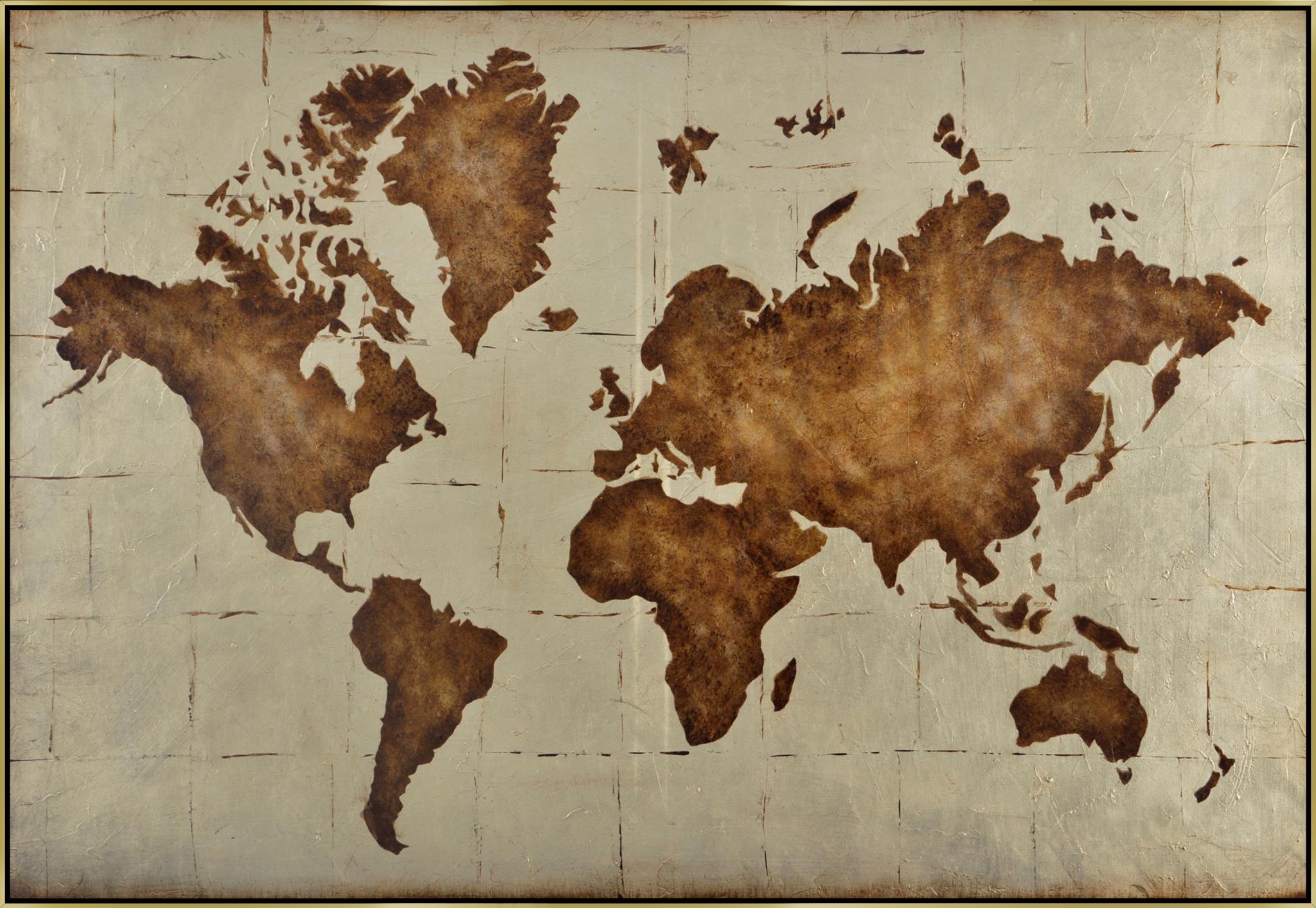 Hand Painted Textured Canvas W/ Foil In Frame Curated Canvas