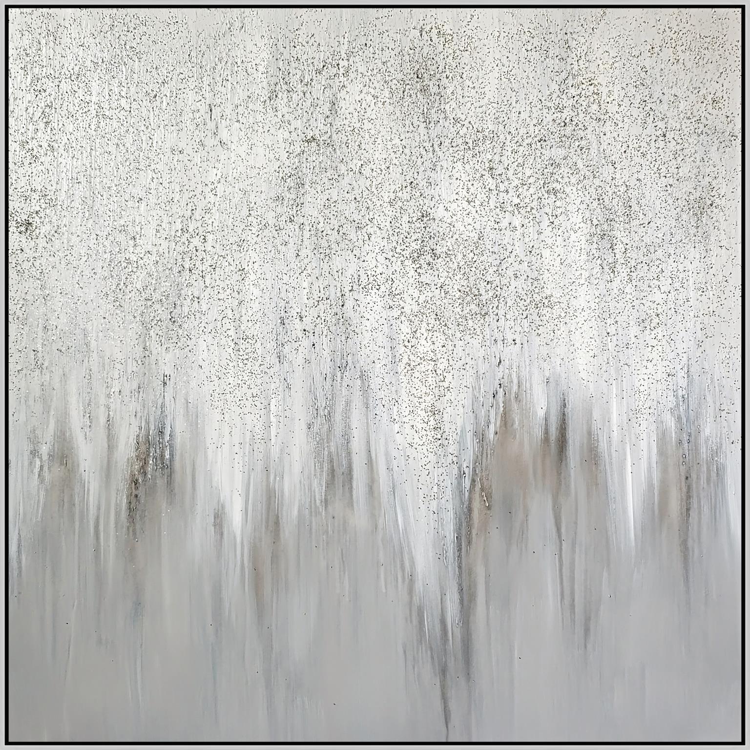 Hand Painted Textured Canvas W/ Glitter In Frame Curated Canvas