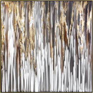 Hand Painted Textured Aluminum W/ Foil In Frame Curated Canvas