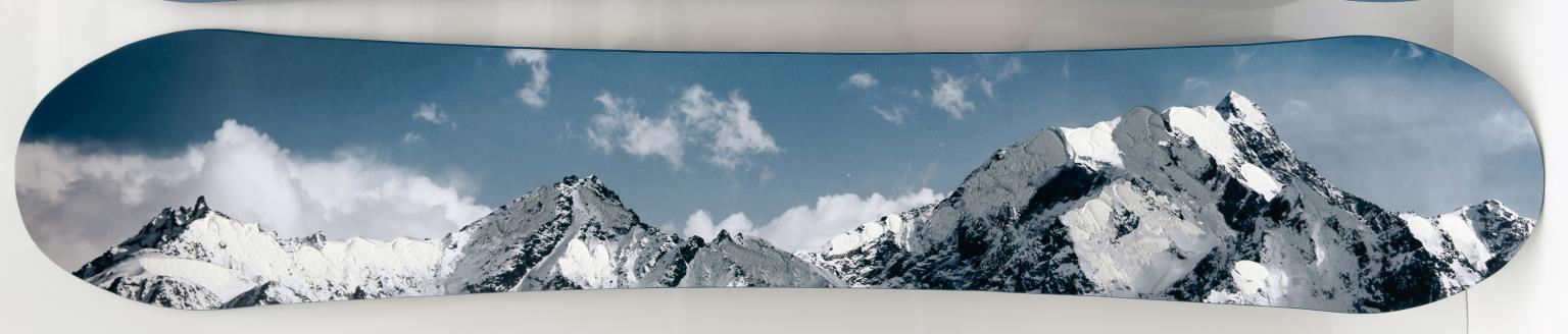 Snowboard - Mountains W/ Clouds Mixed Media