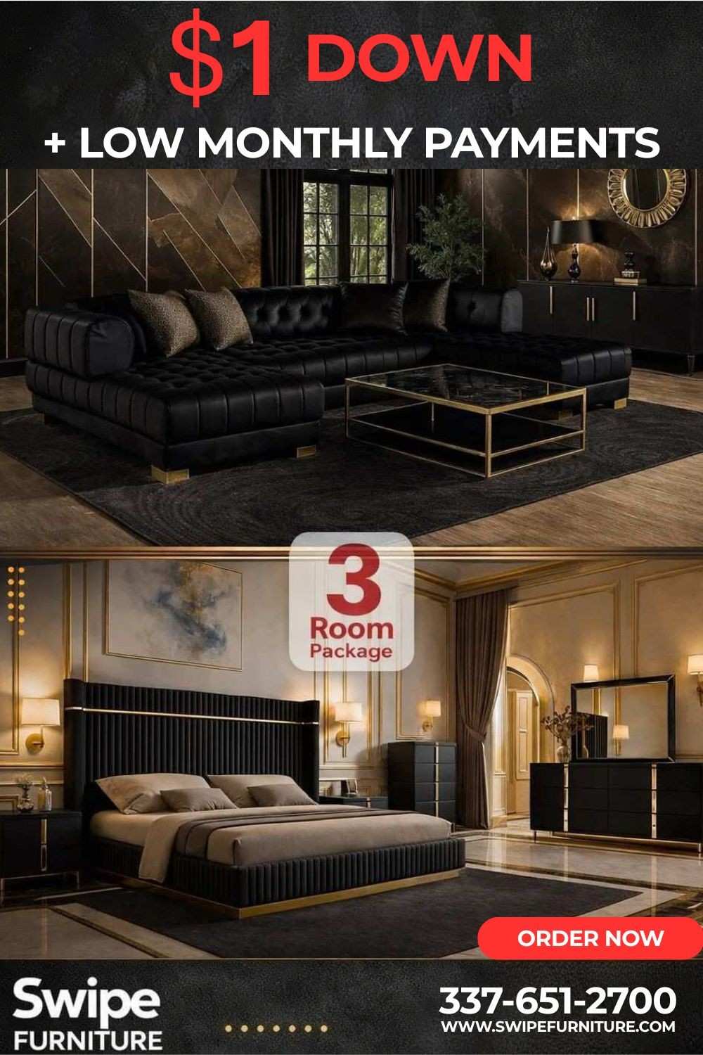 Moderna Noir 3-Room Set