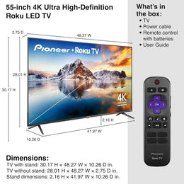 Pioneer - 55" Class LED 4K UHD Smart Roku TV