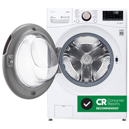 Package - LG - 4.5 Cu. Ft. High-Efficiency Stackable Smart Front Load Washer with Steam and Built-In Intelligence and 7.4 Cu. Ft. Stackable Smart Electric Dryer with Steam and Built-In Intelligence - White
