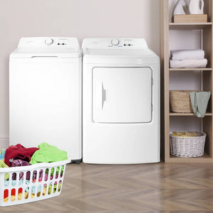 Package - Insignia™ - 3.7 Cu. Ft. High Efficiency 12-Cycle Top-Loading Washer and 6.7 Cu. Ft. Electric Dryer with Sensor Dry - White
