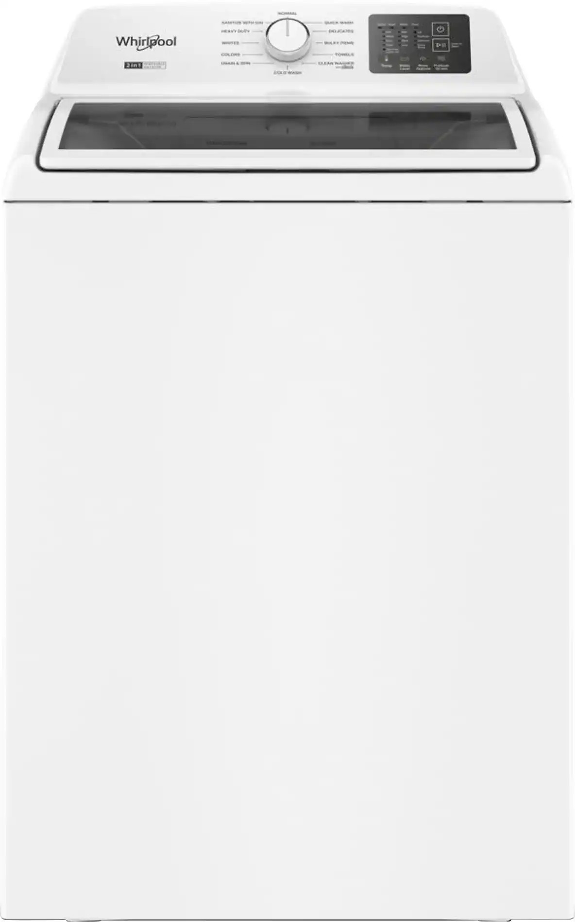 Package - Whirlpool - 4.3 Cu. Ft. High-Eficiency Top Load Washer with 2-in-1 Removable Agitator and Soft Close Glass Lid and 7.0 Cu. Ft. Electric Dryer with Adaptive Dry and Top Venting - White