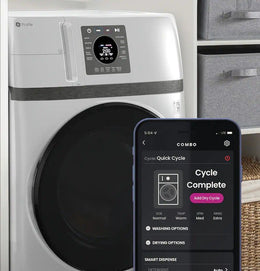 GE Profile - UltraFast 4.6 Cu. Ft. High-Efficiency Smart Front Load Washer and Electric Dryer Combo with Steam and Ventless Heat Pump - White