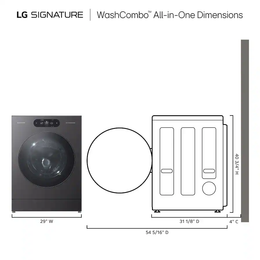 LG - SIGNATURE 5.8 Cu. Ft. High Efficiency Ventless Smart Front Load Washer Electric Dryer Combo with Steam and ezDispense - Brushed Black Steel