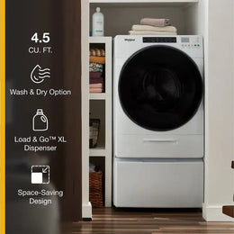 Whirlpool - 4.5 Cu. Ft High Efficiency All In One Washer/Dryer Combo with Steam and Load & Go XL Dispenser - White