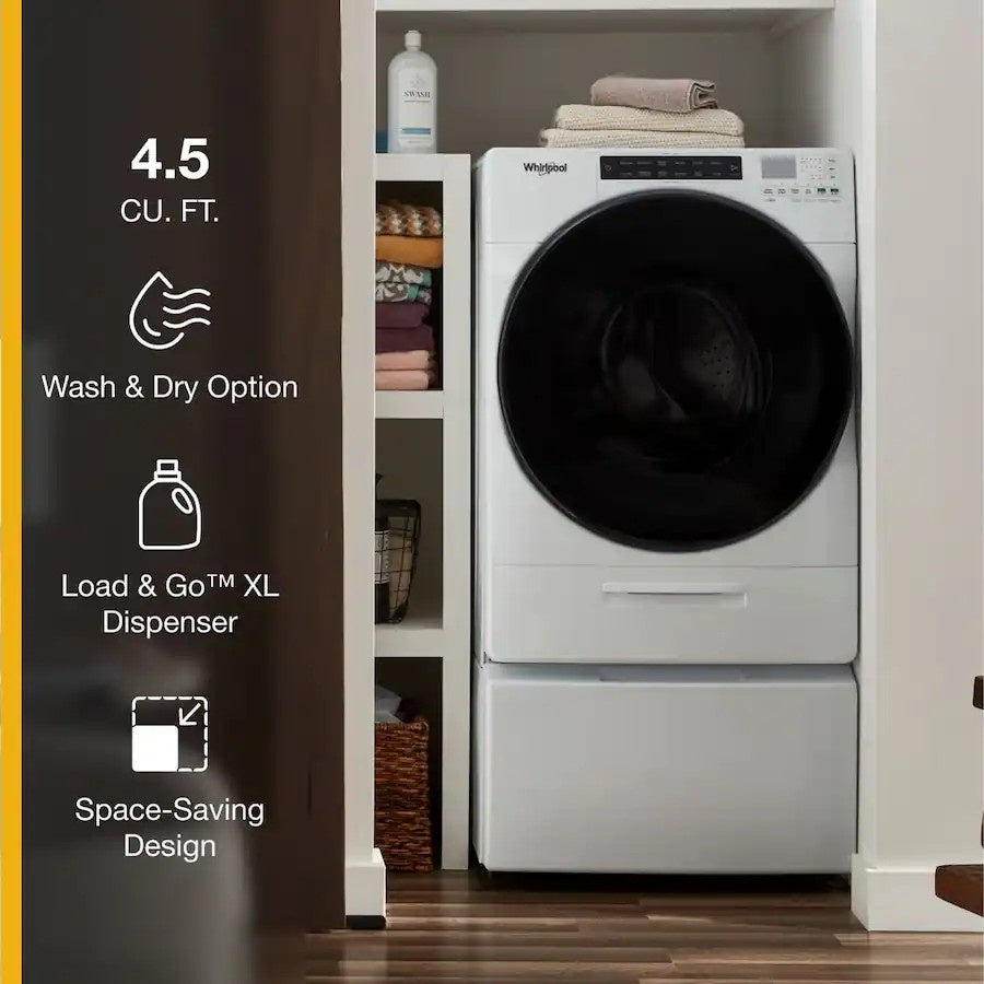 Whirlpool - 4.5 Cu. Ft High Efficiency All In One Washer/Dryer Combo with Steam and Load & Go XL Dispenser - White