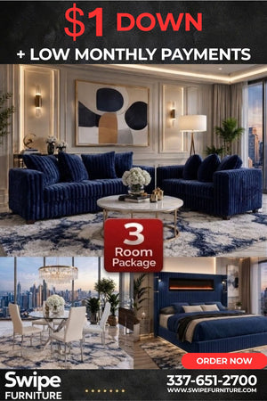 Zen Blue 3-Room Package - Free Mattress or 65" Smart TV!