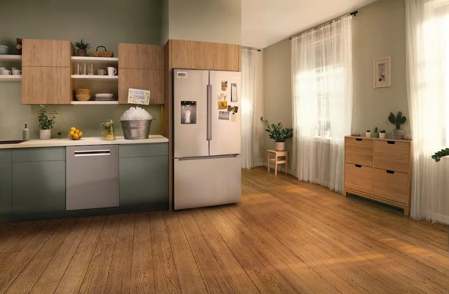Bosch - 100 Series 36 in. Wide 26 Cu. Ft. French Door Bottom Freezer Smart Refrigerator with External Ice and Water - Stainless Steel