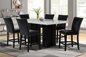 2220 Black - (FAUX MARBLE) Counter Height Table Set