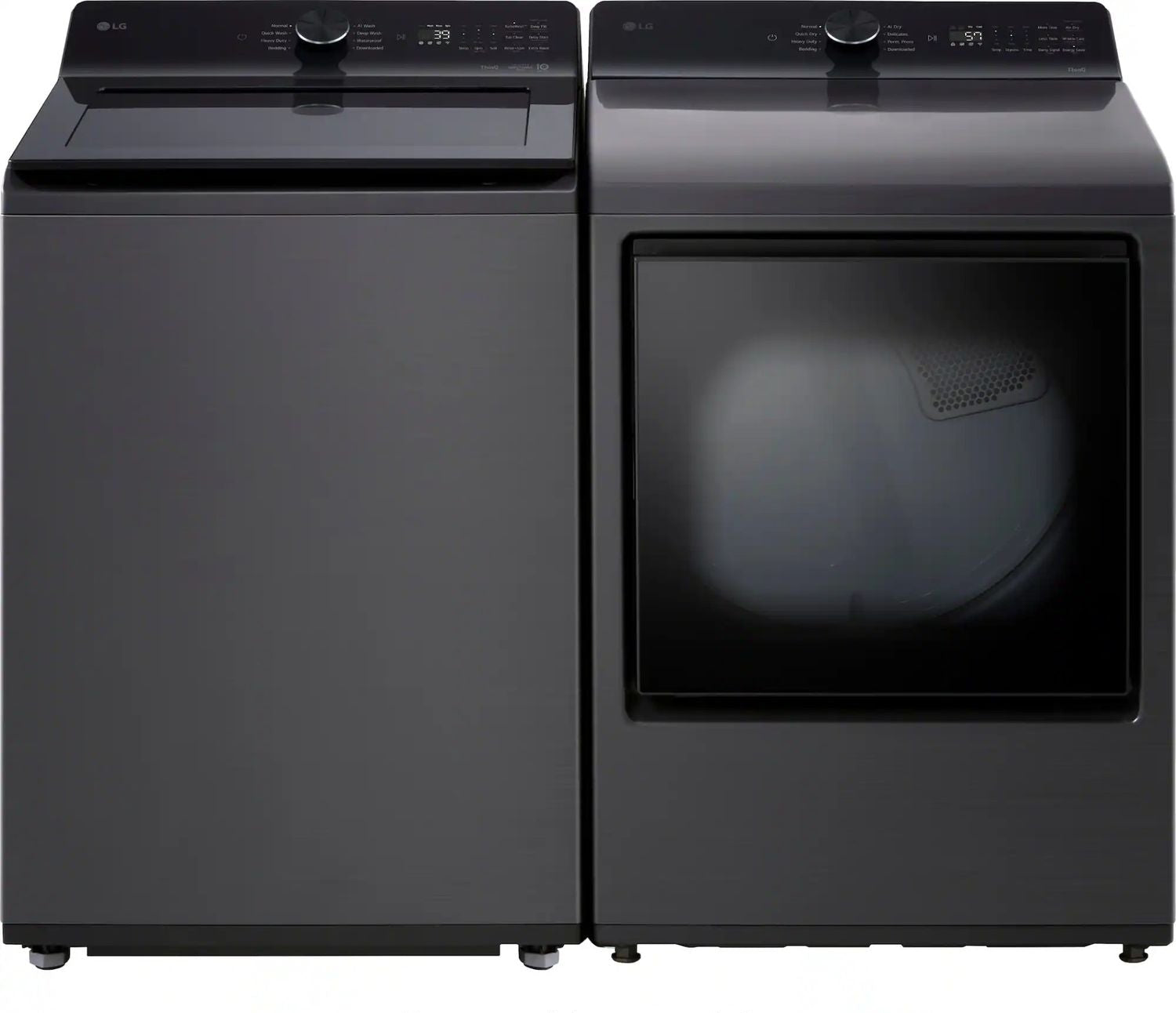 Package - LG - 5.0 Cu. Ft. High-Efficiency Smart Top Load Washer with Easy Unload and 7.3 Cu. Ft. Smart Electric Dryer with Sensor Dry - Platinum Black