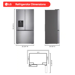 LG - 36-in Counter-Depth MAX 25.5 Cu. Ft. French Door Smart Refrigerator with Ice Plus - PrintProof Stainless Steel Look