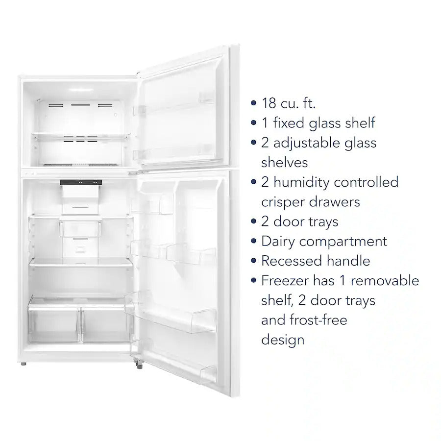 Insignia™ - 30 in. Wide 18 Cu. Ft. Top-Freezer Refrigerator with ENERGY STAR Certification - White