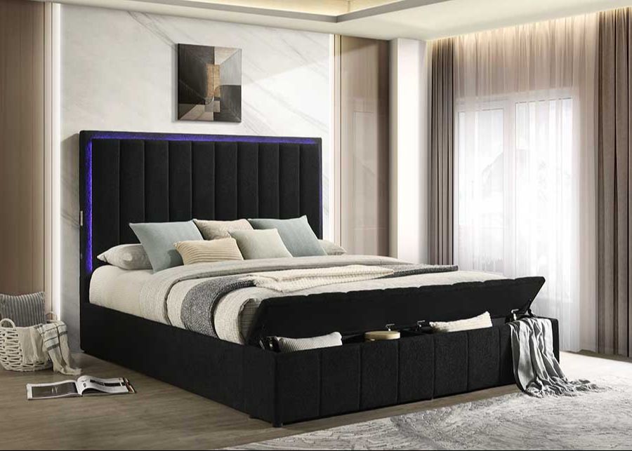 Florence Black Bouclé Platform Bed
