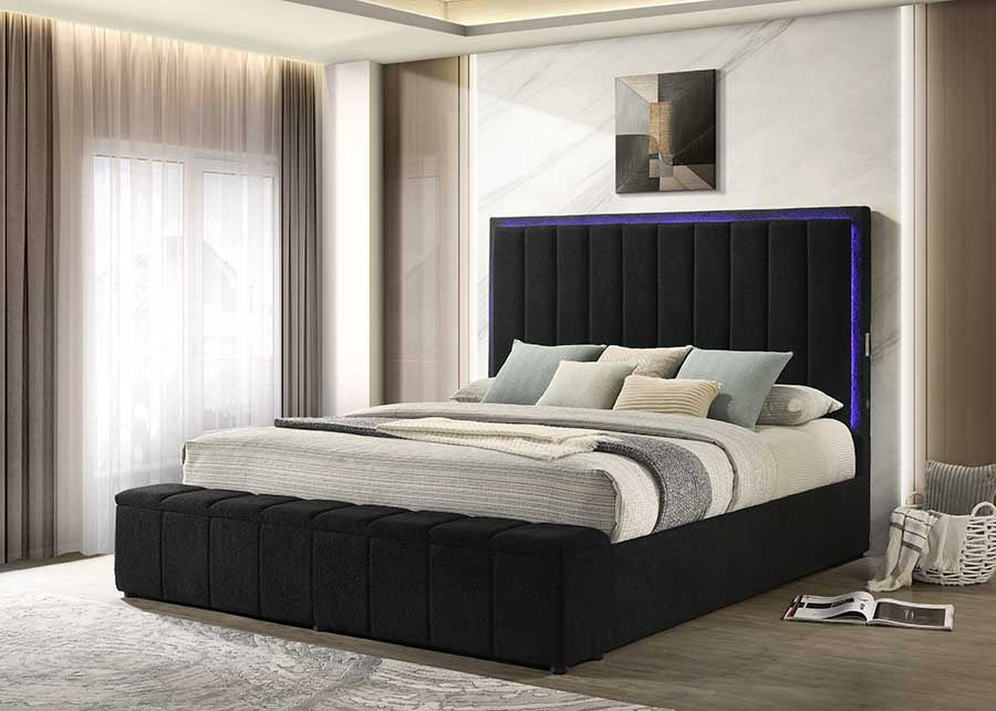 Florence Black Bouclé Platform Bed