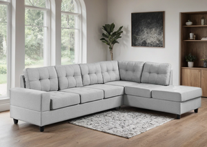 James Light Gray Reversible Sectional – FREE TV or Area Rug!