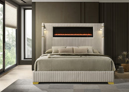 Romance2 Cream Platform Bed | Free TV