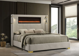Romance2 Cream Platform Bed | Free TV