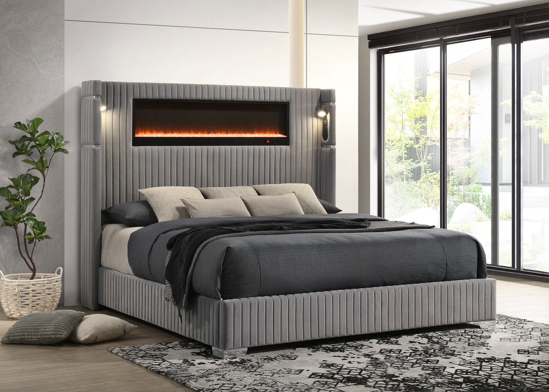 Romance2 Black Platform Bed | Free TV