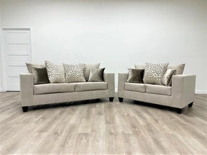 110-2PC Hollywood Beige - Sofa and Loveseat Set