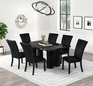1220 Onyx - (FAUX MARBLE) Dining Table with 6 Chairs