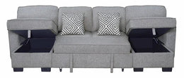 Sahara Gray - Double Storage Chaise Sectional w/ Drop Down Cupholders