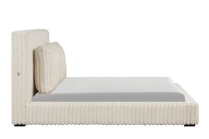 Lauren Beige Platform Bed (w/ USB PORTS) - Queen, King