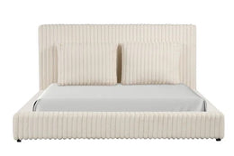 Lauren Beige Platform Bed (w/ USB PORTS) - Queen, King