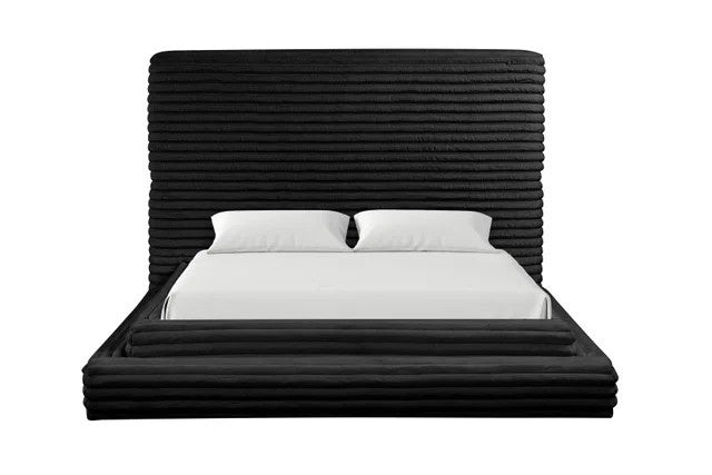 Mariah Black Platform Bed - Queen, King