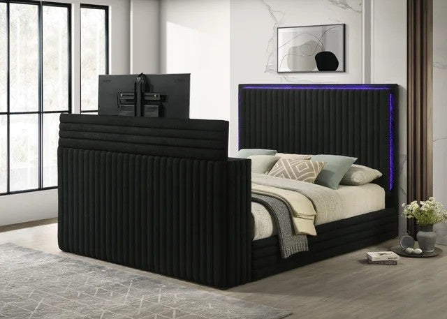 Villa Black Platform Bed - Queen, King