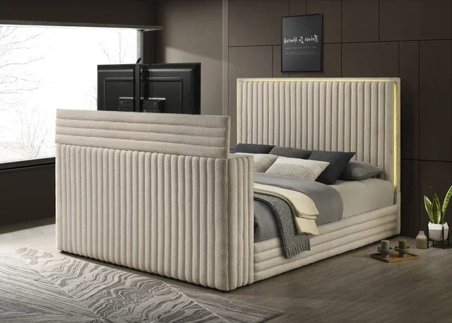 Villa White Platform Bed - Queen, King