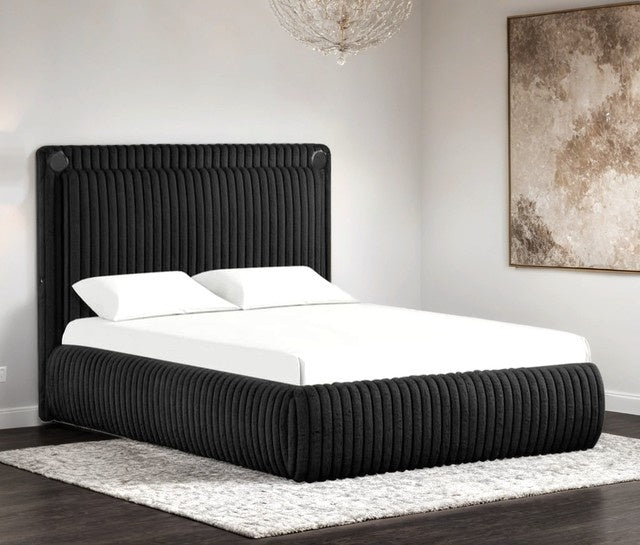 Diana Black Platform Bed - Queen, King