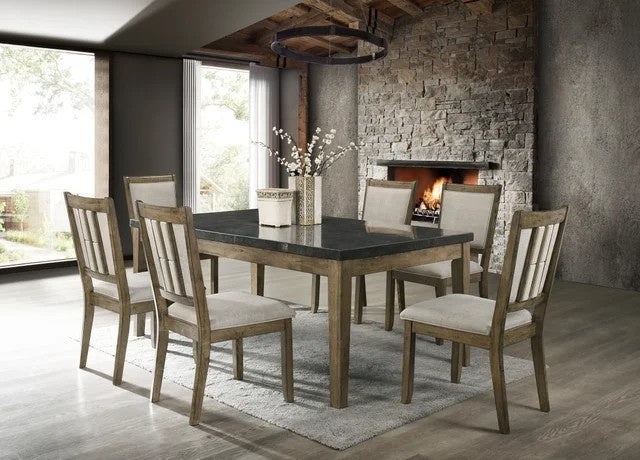 Melstone - (GENUINE MARBLE) Table with 6 Chairs