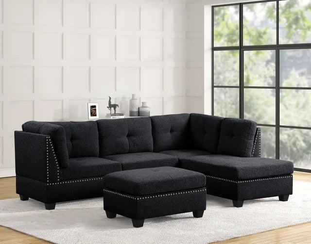 Sienna Boucle Sectional with Ottoman Set