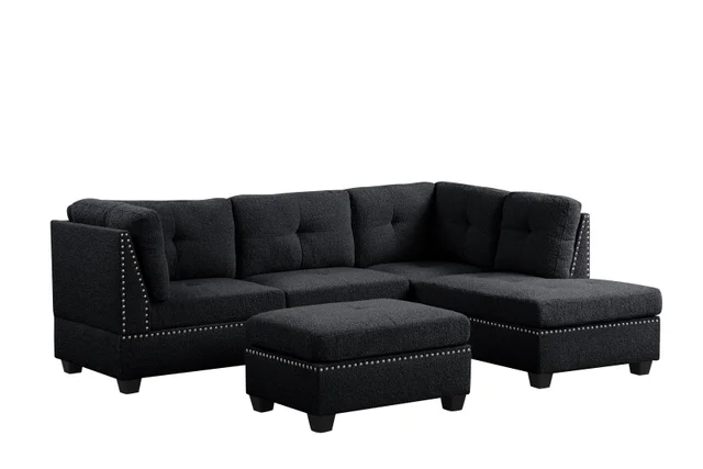 Sienna Boucle Sectional with Ottoman Set