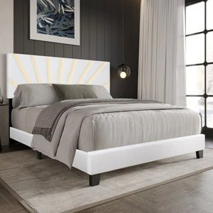 Nico White Platform - Queen, King Bed