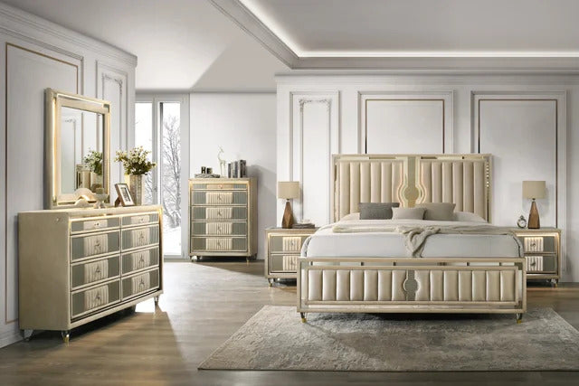 Venetian 4pc or 5pc Platform Bedroom Set - Queen, King
