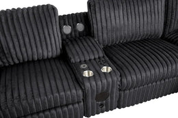 Amelia Onyx Power Reclining Sectional (w/ Bluetooth Speakers)