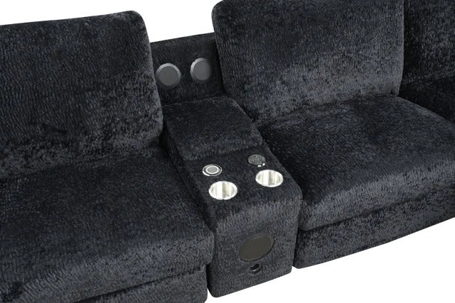 Amelia Black Power Reclining Sectional (w/ Bluetooth Speakers) **NEW ARRIVAL**