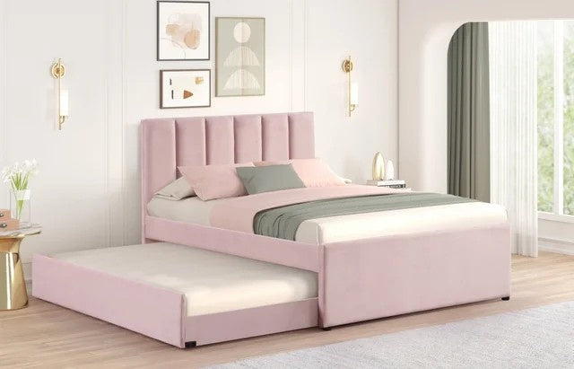 MAYA - Pink Twin, Full Platform Bed w/ Trundle **NEW ARRIVAL**