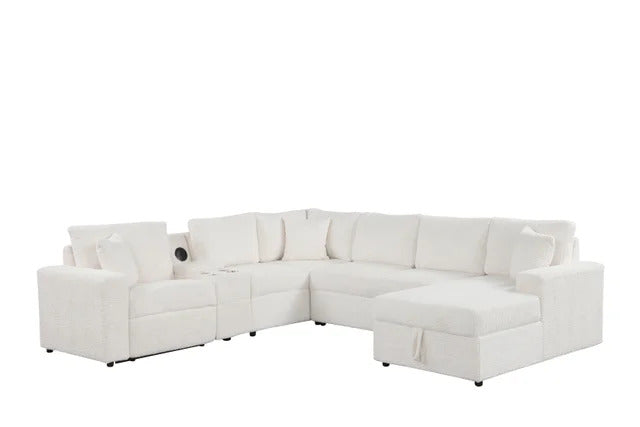 Hunter White Sectional (W/ Bluetooth Speaker & Pull-Out Bed)