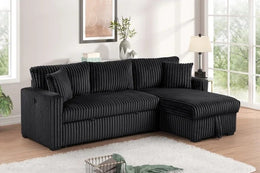 Aria Black Sectional With Pull-Out Bed & Storage Chaise