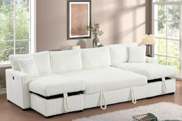 July Beige Double Storage Chaise Sectional (w/ Pull Out Bed) **NEW ARRIVAL**